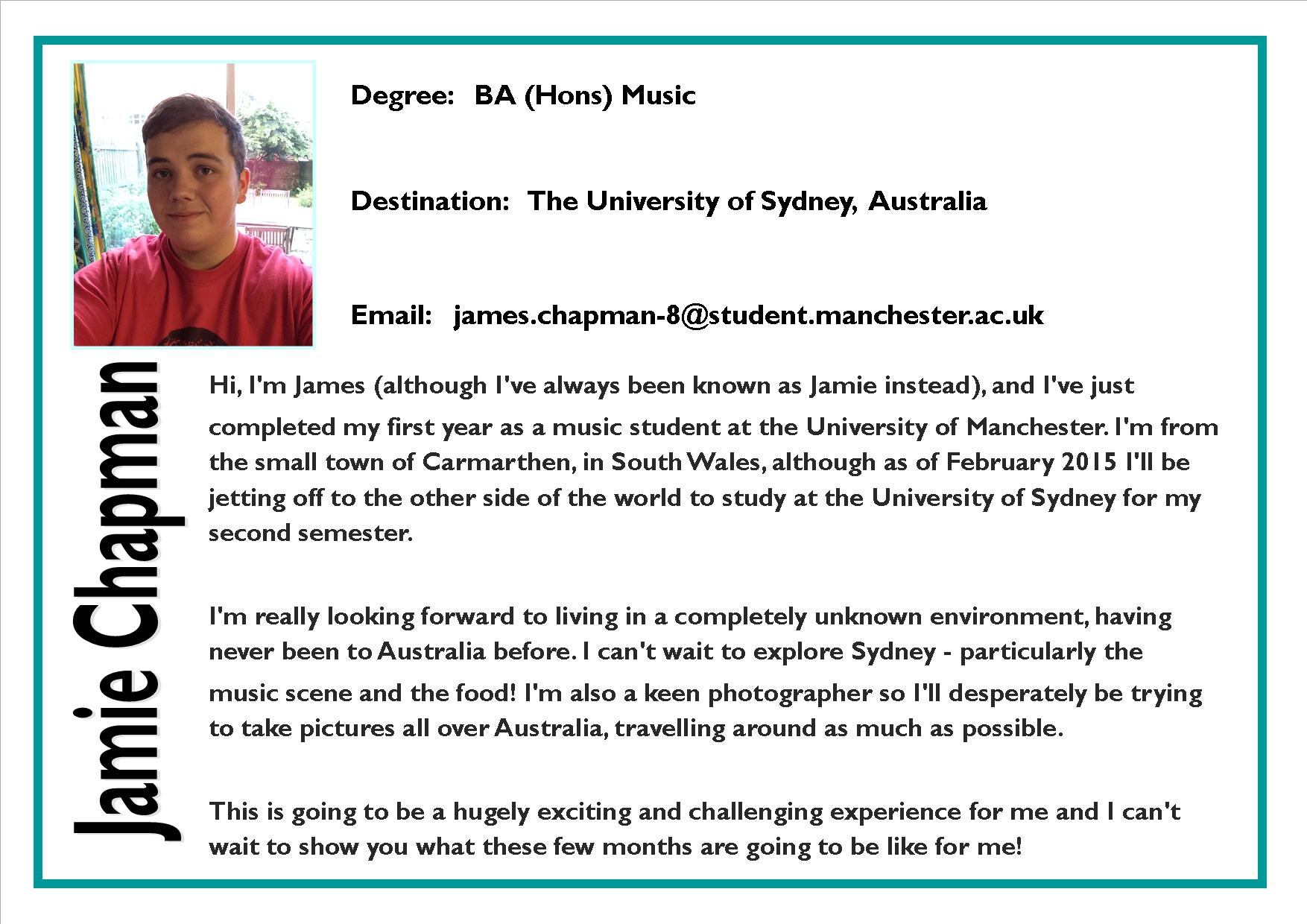 James Chapman Australia manchester on the road